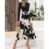 imageBTFBM Womens Floral Maxi Dress Fall 2025 Casual Crewneck Long Sleeve Ruffle Flowy Cocktail Wedding Guest DressesWhite Floral Black