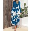 imageBTFBM Womens Floral Maxi Dress Fall 2025 Casual Crewneck Long Sleeve Ruffle Flowy Cocktail Wedding Guest DressesWhite Floral Lake Blue