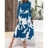 imageBTFBM Womens Floral Maxi Dress Fall 2025 Casual Crewneck Long Sleeve Ruffle Flowy Cocktail Wedding Guest DressesWhite Floral Lake Blue