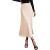 imageBTFBM 2025 Womens Summer Fall Long Satin Skirt Silk Elegant High Waist Cocktail Party Wedding Flowy ALine Midi SkirtsBeige