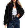 imageBTFBM Faux Fur Jacket Women Fluffy Winter Coats Zip Up Fuzzy Jackets Long Sleeve Furry Coat Shaggy 2025 Fall ClothesBlack