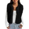 imageBTFBM Faux Fur Vest Women Fall Fashion 2025 Sleeveless Fuzzy Jacket Fluffy Coats Winter Clothing Furry Outerwear VestsBlack