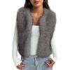 imageBTFBM Faux Fur Vest Women Fall Fashion 2025 Sleeveless Fuzzy Jacket Fluffy Coats Winter Clothing Furry Outerwear VestsGrey