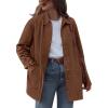 imageBTFBM Faux Suede Jacket Women Fall Fashion 2025 Leather Jackets Long Sleeve Button Down Winter Coats Shackets OuterwearBrown