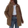 imageBTFBM Faux Suede Jacket Women Fall Fashion 2025 Leather Jackets Long Sleeve Button Down Winter Coats Shackets OuterwearLight Brown