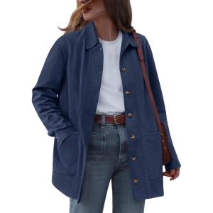 imageBTFBM Faux Suede Jacket Women Fall Fashion 2025 Leather Jackets Long Sleeve Button Down Winter Coats Shackets OuterwearNavy Blue