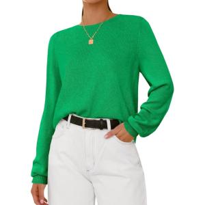 imageBTFBM Sweaters for Women 2025 Early Fall Fashion Crewneck Long Sleeve Ribbed Knit Oversized Pullover Casual Loose TopsGreen