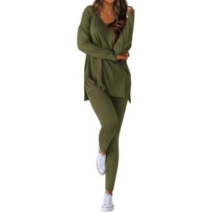 imageBTFBM Two Piece Sets For Women Fall Fashion 2025 Casual Lounge Matching Set Airport Travel Outfit Workout ClothingArmy Green