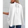 imageBTFBM Womens Summer Tops 2025 Fall Mock Neck Batwing Sleeve Shirts Loose High Low Hem Oversized Dressy Casual BlousesWhite