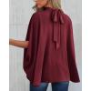 imageBTFBM Womens Summer Tops 2025 Fall Mock Neck Batwing Sleeve Shirts Loose High Low Hem Oversized Dressy Casual BlousesWine Red