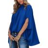 imageBTFBM Womens Summer Tops 2025 Fall Mock Neck Batwing Sleeve Shirts Loose High Low Hem Oversized Dressy Casual BlousesRoyal Blue