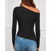 imageBTFBM Off The Shoulder Tops for Women Trendy 2025 Asymmetrical Long Sleeve Fitted Fall Going Out Top Y2K ClothesBlack