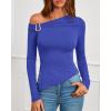 imageBTFBM Off The Shoulder Tops for Women Trendy 2025 Asymmetrical Long Sleeve Fitted Fall Going Out Top Y2K ClothesBlue