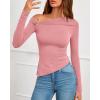 imageBTFBM Off The Shoulder Tops for Women Trendy 2025 Asymmetrical Long Sleeve Fitted Fall Going Out Top Y2K ClothesPink