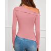 imageBTFBM Off The Shoulder Tops for Women Trendy 2025 Asymmetrical Long Sleeve Fitted Fall Going Out Top Y2K ClothesPink