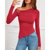 imageBTFBM Off The Shoulder Tops for Women Trendy 2025 Asymmetrical Long Sleeve Fitted Fall Going Out Top Y2K ClothesRed