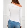 imageBTFBM Off The Shoulder Tops for Women Trendy 2025 Asymmetrical Long Sleeve Fitted Fall Going Out Top Y2K ClothesWhite
