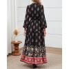 imageBTFBM Womens Boho Maxi Dress 2025 Casual V Neck Long Sleeve Front Tie Button Flowy Fall Wedding Guest Dresses PocketsFloral Black Multicolored