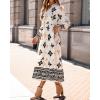 imageBTFBM Womens Boho Maxi Dress 2025 Casual V Neck Long Sleeve Front Tie Button Flowy Fall Wedding Guest Dresses PocketsFloral White Multicolored