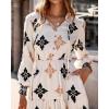 imageBTFBM Womens Boho Maxi Dress 2025 Casual V Neck Long Sleeve Front Tie Button Flowy Fall Wedding Guest Dresses PocketsFloral White Multicolored