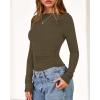 imageBTFBM Womens Tops 2025 Fall Clothes Long Sleeve T Shirts Boat Neck Ruched Slim Fit Casual Stretchy Going Out OutfitsArmy Green