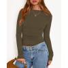imageBTFBM Womens Tops 2025 Fall Clothes Long Sleeve T Shirts Boat Neck Ruched Slim Fit Casual Stretchy Going Out OutfitsArmy Green