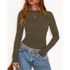 imageBTFBM Womens Tops 2025 Fall Clothes Long Sleeve T Shirts Boat Neck Ruched Slim Fit Casual Stretchy Going Out OutfitsArmy Green