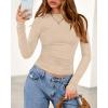 imageBTFBM Womens Tops 2025 Fall Clothes Long Sleeve T Shirts Boat Neck Ruched Slim Fit Casual Stretchy Going Out OutfitsBeige