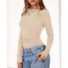 imageBTFBM Womens Tops 2025 Fall Clothes Long Sleeve T Shirts Boat Neck Ruched Slim Fit Casual Stretchy Going Out OutfitsBeige