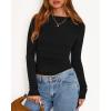 imageBTFBM Womens Tops 2025 Fall Clothes Long Sleeve T Shirts Boat Neck Ruched Slim Fit Casual Stretchy Going Out OutfitsBlack