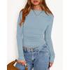imageBTFBM Womens Tops 2025 Fall Clothes Long Sleeve T Shirts Boat Neck Ruched Slim Fit Casual Stretchy Going Out OutfitsBlue