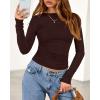 imageBTFBM Womens Tops 2025 Fall Clothes Long Sleeve T Shirts Boat Neck Ruched Slim Fit Casual Stretchy Going Out OutfitsBrown
