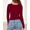 imageBTFBM Womens Tops 2025 Fall Clothes Long Sleeve T Shirts Boat Neck Ruched Slim Fit Casual Stretchy Going Out OutfitsBurgundy