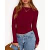 imageBTFBM Womens Tops 2025 Fall Clothes Long Sleeve T Shirts Boat Neck Ruched Slim Fit Casual Stretchy Going Out OutfitsBurgundy