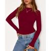 imageBTFBM Womens Tops 2025 Fall Clothes Long Sleeve T Shirts Boat Neck Ruched Slim Fit Casual Stretchy Going Out OutfitsBurgundy