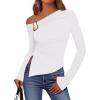 imageBTFBM Off The Shoulder Tops for Women Trendy 2025 Asymmetrical Long Sleeve Fitted Fall Going Out Top Y2K ClothesWhite