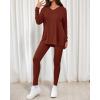 imageBTFBM Two Piece Sets for Women 2025 Casual Lounge Set Matching Oversized Shirts Leggings Workout Airport Travel OutfitsBrown
