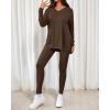 imageBTFBM Two Piece Sets for Women 2025 Casual Lounge Set Matching Oversized Shirts Leggings Workout Airport Travel OutfitsDark Brown