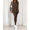 imageBTFBM Two Piece Sets for Women 2025 Casual Lounge Set Matching Oversized Shirts Leggings Workout Airport Travel OutfitsDark Brown