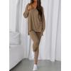 imageBTFBM Two Piece Sets for Women 2025 Casual Lounge Set Matching Oversized Shirts Leggings Workout Airport Travel OutfitsDark Khaki