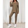 imageBTFBM Two Piece Sets for Women 2025 Casual Lounge Set Matching Oversized Shirts Leggings Workout Airport Travel OutfitsDark Khaki