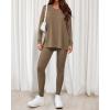 imageBTFBM Two Piece Sets for Women 2025 Casual Lounge Set Matching Oversized Shirts Leggings Workout Airport Travel OutfitsDark Khaki