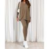 imageBTFBM Two Piece Sets for Women 2025 Casual Lounge Set Matching Oversized Shirts Leggings Workout Airport Travel OutfitsDark Khaki