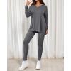 imageBTFBM Two Piece Sets for Women 2025 Casual Lounge Set Matching Oversized Shirts Leggings Workout Airport Travel OutfitsGrey