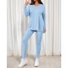 imageBTFBM Two Piece Sets for Women 2025 Casual Lounge Set Matching Oversized Shirts Leggings Workout Airport Travel OutfitsLight Blue