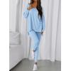 imageBTFBM Two Piece Sets for Women 2025 Casual Lounge Set Matching Oversized Shirts Leggings Workout Airport Travel OutfitsLight Blue