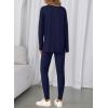 imageBTFBM Two Piece Sets for Women 2025 Casual Lounge Set Matching Oversized Shirts Leggings Workout Airport Travel OutfitsNavy Blue