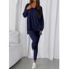 imageBTFBM Two Piece Sets for Women 2025 Casual Lounge Set Matching Oversized Shirts Leggings Workout Airport Travel OutfitsNavy Blue