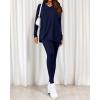 imageBTFBM Two Piece Sets for Women 2025 Casual Lounge Set Matching Oversized Shirts Leggings Workout Airport Travel OutfitsNavy Blue