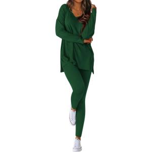 imageBTFBM Two Piece Sets for Women 2025 Casual Lounge Set Matching Oversized Shirts Leggings Workout Airport Travel OutfitsDark Green